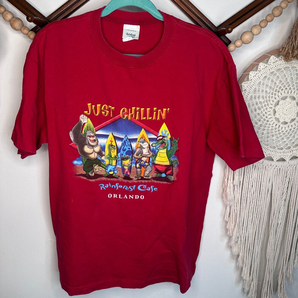 Vintage Rainforest Cafe Orlando Red Graphic T
